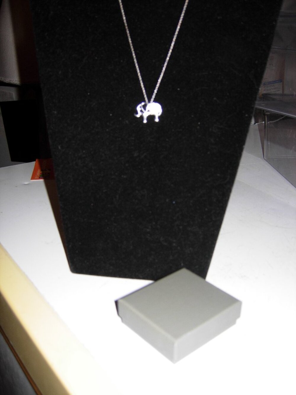 Sterling Silver Elephant With Opal Pendant 18" chain